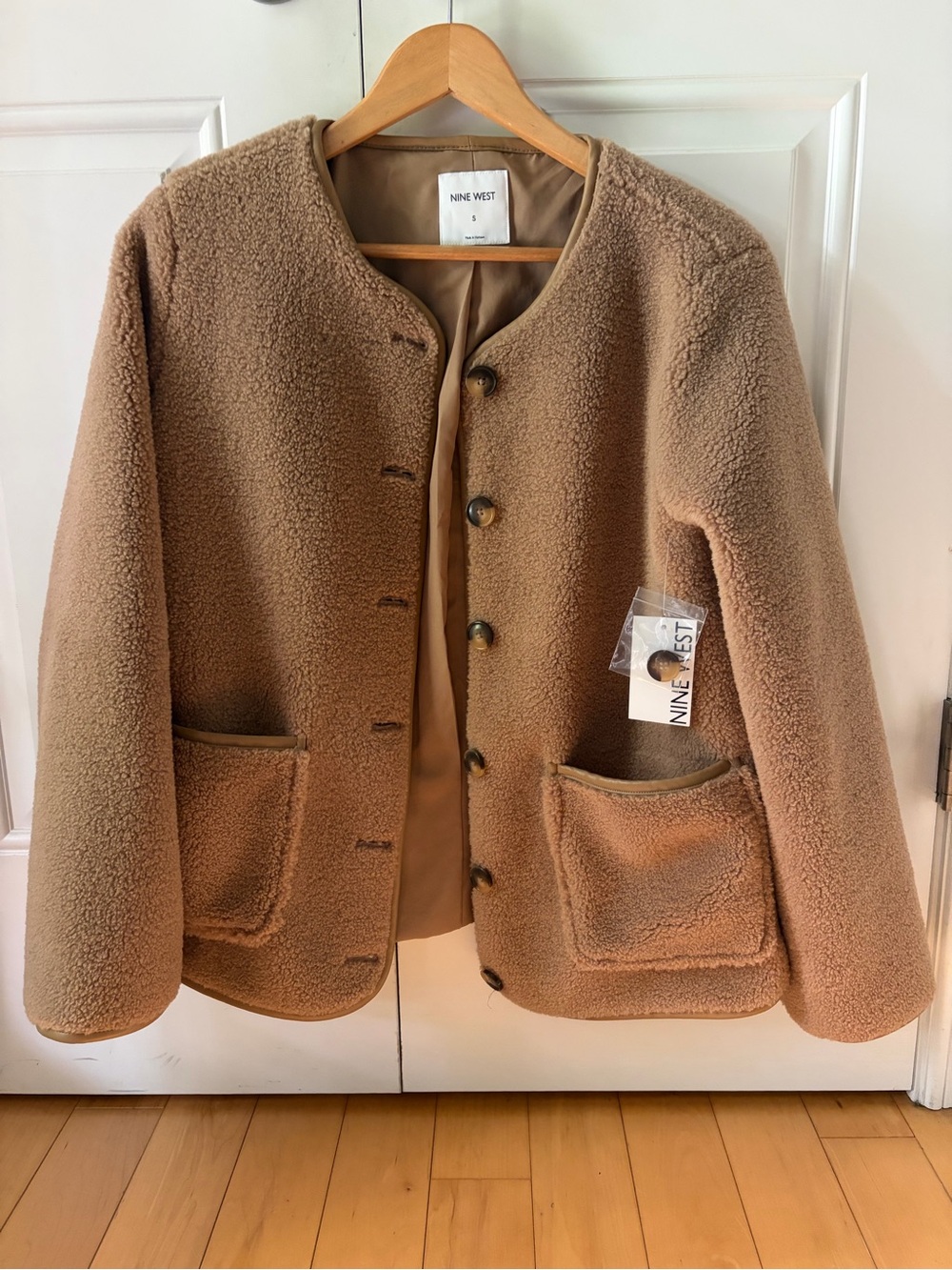 New with tags size small - Nine West Camel Teddy Button-Front Jacket